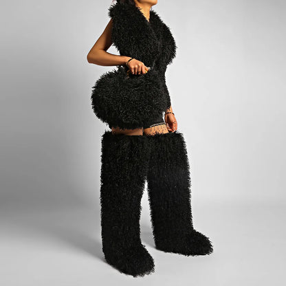 Cabas en Fausse Fourrure – Style Tendance Y2K