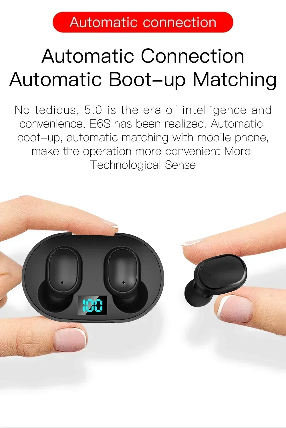 E6S Wireless Bluetooth Earphones TWS Bluetooth Headset Wireless Earbuds Noise Canceling Earphones with Microphone Headphones