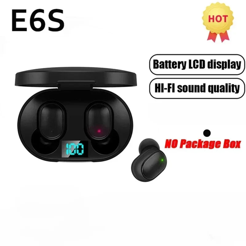 E6S Wireless Bluetooth Earphones TWS Bluetooth Headset Wireless Earbuds Noise Canceling Earphones with Microphone Headphones