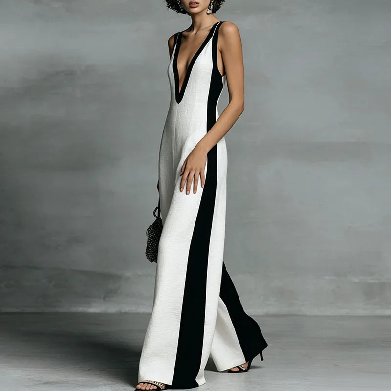 Combinaison Large "Hollow Out" Rayée – ZJASXMS Collection 2026