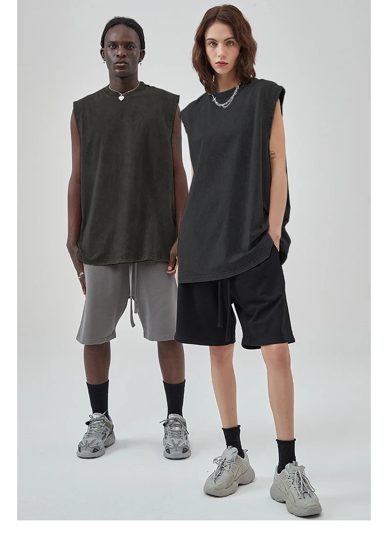 Darc Wolves Sport Vintage Washed Vest Tees Gym Bodybuilding Fitness Sleeveless T Shirts Basketball Workout Darcs Tank Tops