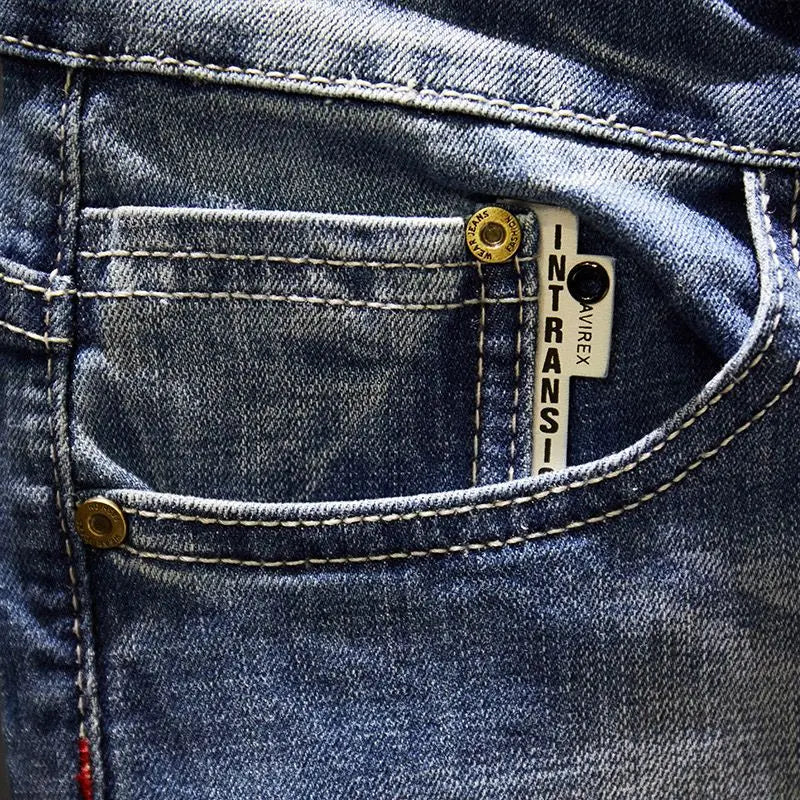 Jean Slim Déchiré Usé Tsingyi – Style Casual, Effet Moustache &amp; Confort Stretch