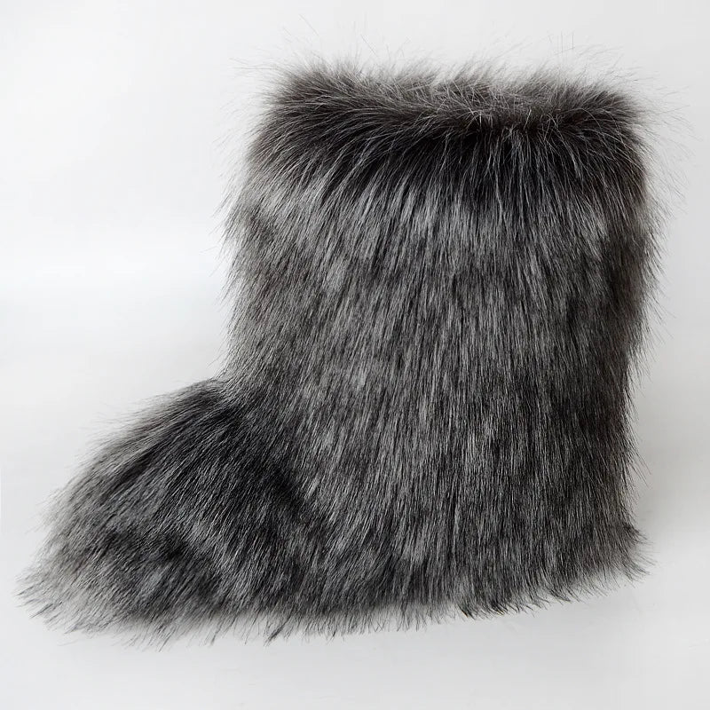 Bottes de Neige de Luxe en Fausse Fourrure EAEOVNI – Chaleur, Style &amp; Confort Gothique Chic