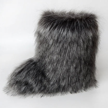 Bottes de Neige de Luxe en Fausse Fourrure EAEOVNI – Chaleur, Style &amp; Confort Gothique Chic