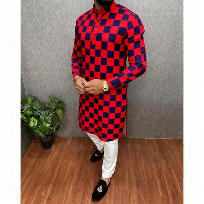 2026 Men's Clothing Ethnic Print Plus Size Tops Wedding Wear Classic Morocco Kaftan Herren Muslim Tenue Arabe Homme﻿