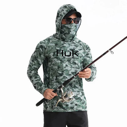 Men's Fishing hooded sweatshirt Fishing UV protection hoodie Camiseta De Pesca clothing hooded top grey white