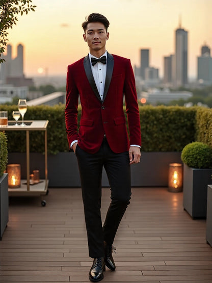 Mens Youth Suede Stage Performance Suit Set
