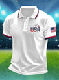 Short-sleeve T-shirt With National Flag Print And A Turn-down Collar POLO Shirt