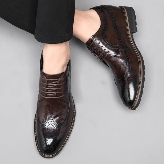 Chaussures Derby rehaussantes de 8 cm pour homme, style britannique (Brogue).