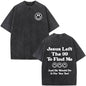 Fashionable Retro Cross Washed Short-Sleeve