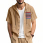 Linen Mens Short-sleeve Lightweight Loose-fitting Hooded T-shirt