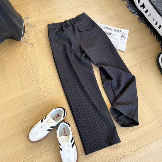 Striped Dress Pants Mens Straight-leg Loose Wide-leg Pants