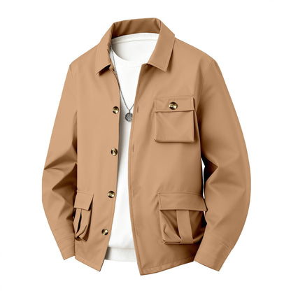 Solid Color Multi Pocket Workwear Waterproof Jacket