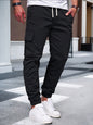 Mens Solid-color Work Pants With Drawstring Elastic Cuffs