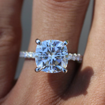 Classic 4-Prong 2ct Princess Cut White Gold Plated Simulated Moissanite Ring For Women, European & American Style Engagement Ring