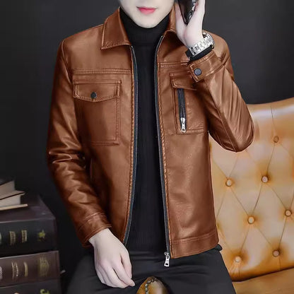 Middle-Aged Men's AutumnWinter PU Leather Jacket