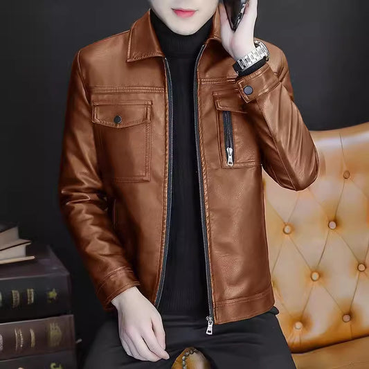 Middle-Aged Men's AutumnWinter PU Leather Jacket