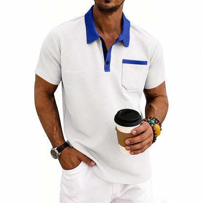 Loose-fit Waffle-Knit Mens Short-Sleeve Polo Shirt