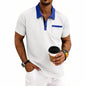 Loose-fit Waffle-Knit Mens Short-Sleeve Polo Shirt