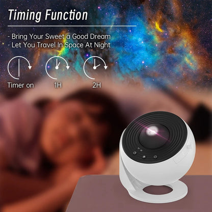 Projecteur de galaxie et veilleuse étoilée : lampe de planétarium avec rotation à 360°, idéale pour chambre d'enfant, cadeau de Saint-Valentin ou décoration de mariage.