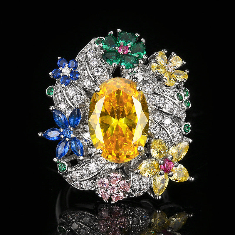 Luxury Vintage Open Ring With Shimmering Peacock Green Gemstone, Elegant Light Luxury Jewelry For Women