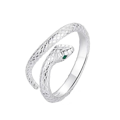 S925 Sterling Silver Green Eye Spirit Snake Ring For Women, Niche Minimalist Cool Style, Snake Design, Premium Light Luxury Open Index Finger Ring