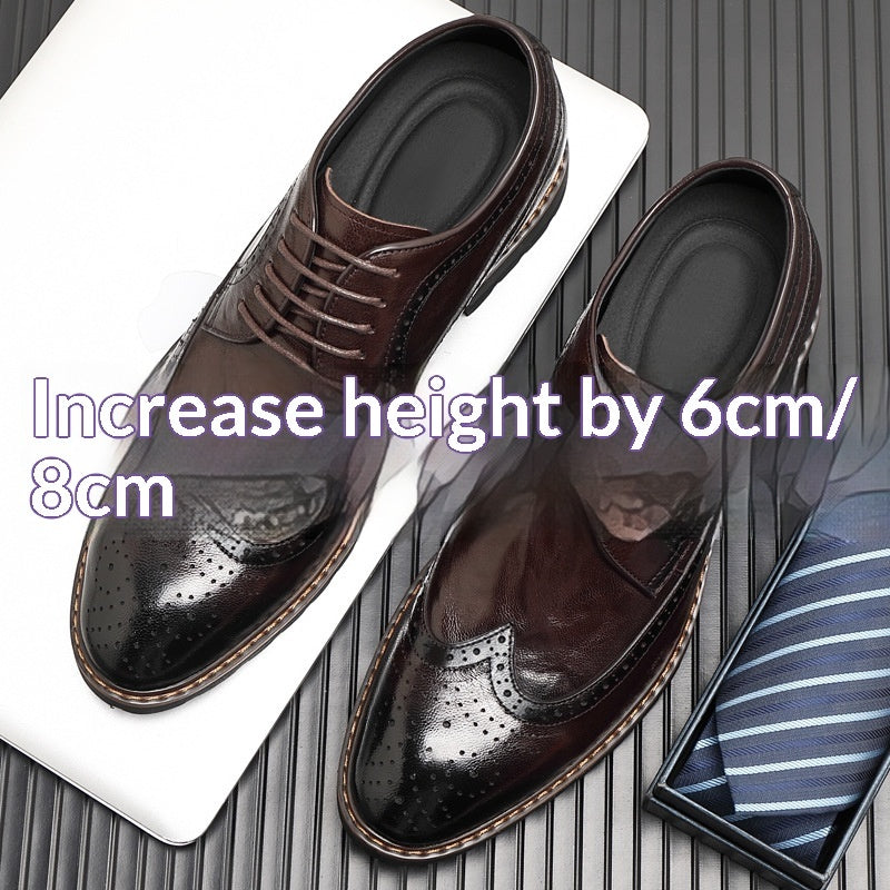 Chaussures Derby rehaussantes de 8 cm pour homme, style britannique (Brogue).