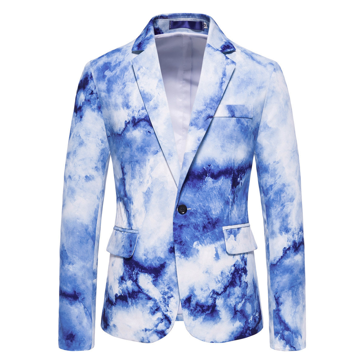 Veste de costume décontractée boutonnée à imprimé pour homme.