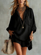 Ensemble tendance pour femme en coton et lin : chemise et short de plage avec poches.