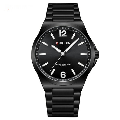 Men's Simple Waterproof Quartz Wristwatch With Steel Band Business Style