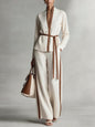 Ensemble cardigan à col mandarin et pantalon large pour femme
