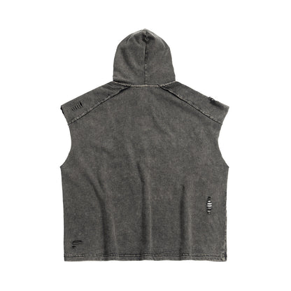 Merican-style Vintage Hooded Sleeveless Vest For Men