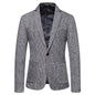 Simple Mens Fashionable Business-Casual Korean-Style Striped Wool Blazer