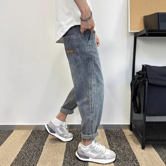 Men's Loose-fit Harem Jeans With Elastic Waist