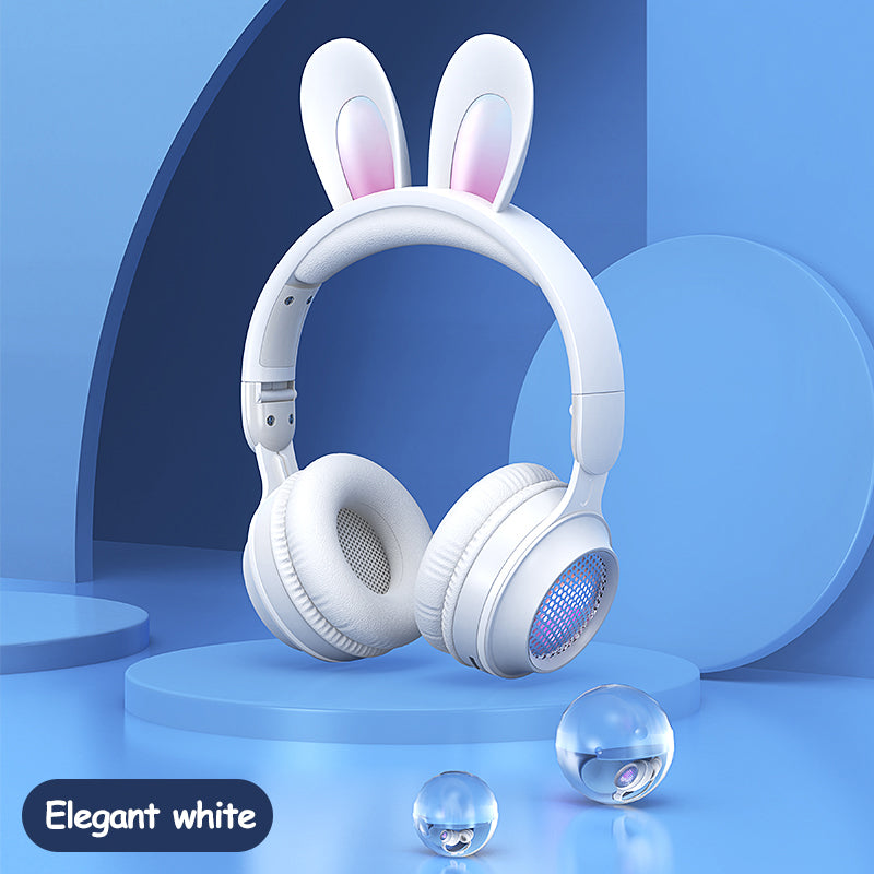 Casque sans fil avec oreilles de lapin : lumineux, extensible et avec micro intégré.