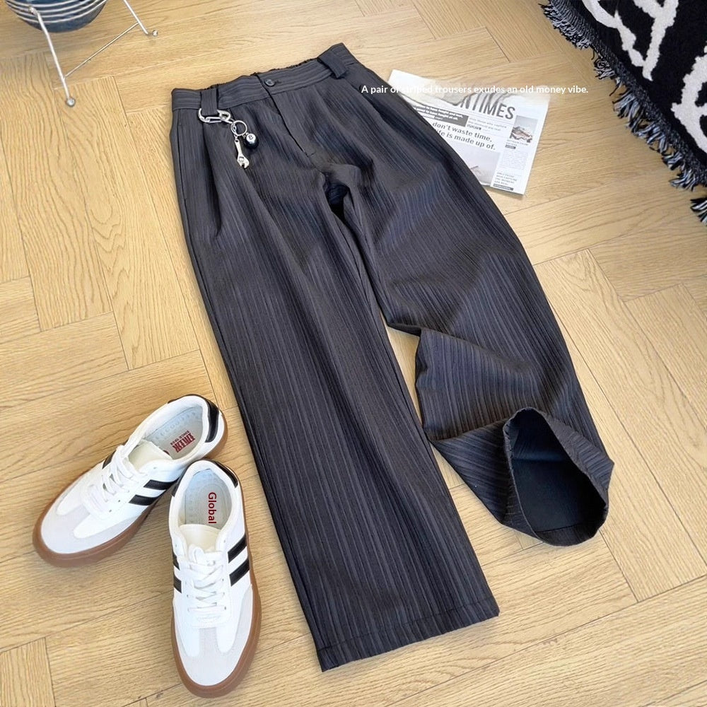 Striped Dress Pants Mens Straight-leg Loose Wide-leg Pants
