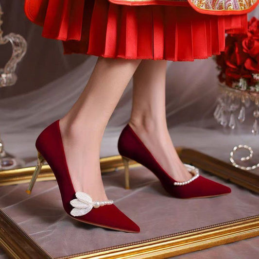 Women's Fashionable Red Pointed-toe High Heels