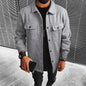 New Mens Button-front Overcoat With Flap Pockets
