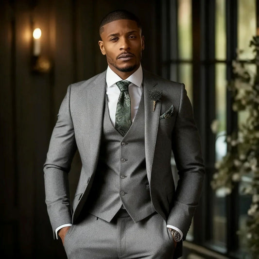 Men's Fashionable Casual Slim-Fit Three-Piece Suit