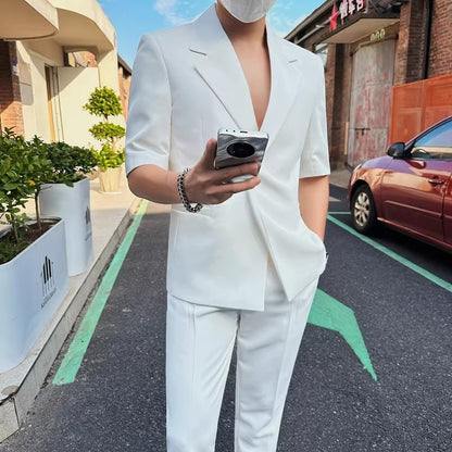 High-end Mens Suit With Three-quarter Sleeves