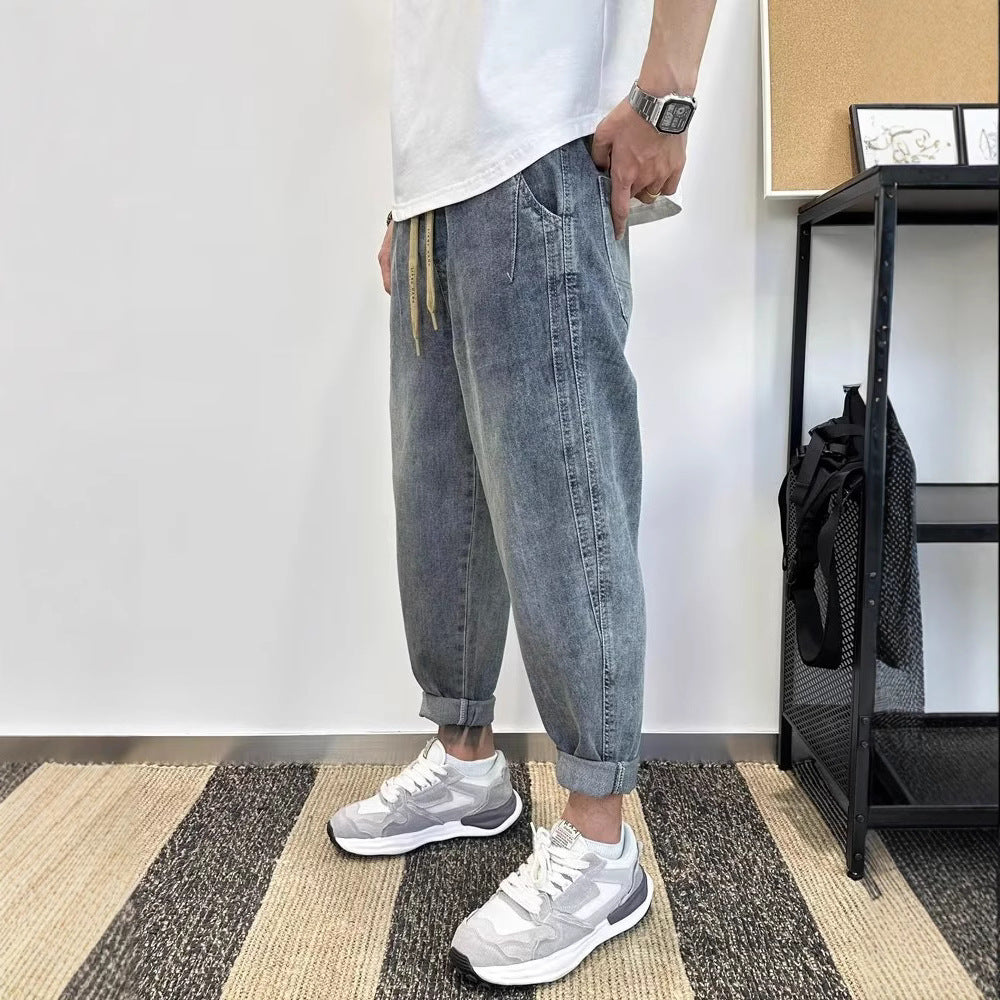 Men's Loose-fit Harem Jeans With Elastic Waist