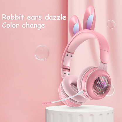 Casque sans fil avec oreilles de lapin : lumineux, extensible et avec micro intégré.