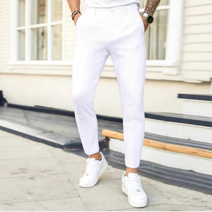 Men's Solid-Colored Slim-Fit Business Trousers