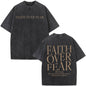 Fashionable Retro Cross Washed Short-Sleeve
