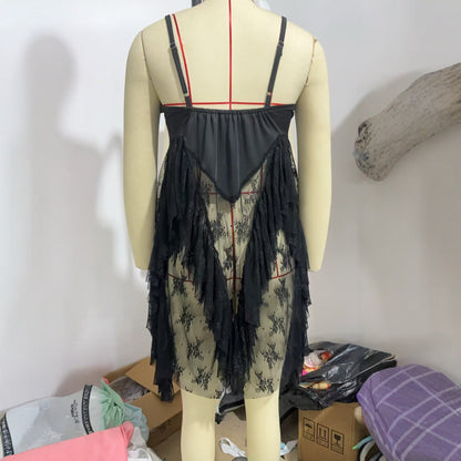 Robe "Night Onyx" -Bustier & Patchwork de Dentelle