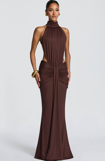 Robe "Aura Muse" Dos Nu & Plissé Elegant