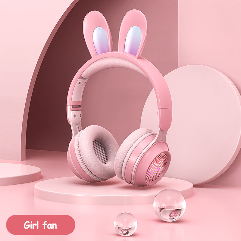Casque sans fil avec oreilles de lapin : lumineux, extensible et avec micro intégré.