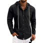Loose-fit Men's Linen Casual Hooded Long-Sleeve Shirt