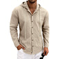 Loose-fit Men's Linen Casual Hooded Long-Sleeve Shirt