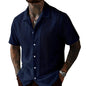 Men's Solid-Colored Knitted Hollow-Out French-Style Lapel Shirt